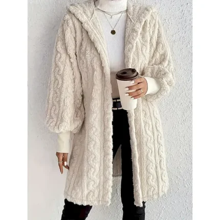 Women's Casual Jacket Warm Comfortable Adjustable Fashion Solid Color Daily Open Front Regular Turndown Regular Fit Long Sleeve Outerwear Beige Spring Fall